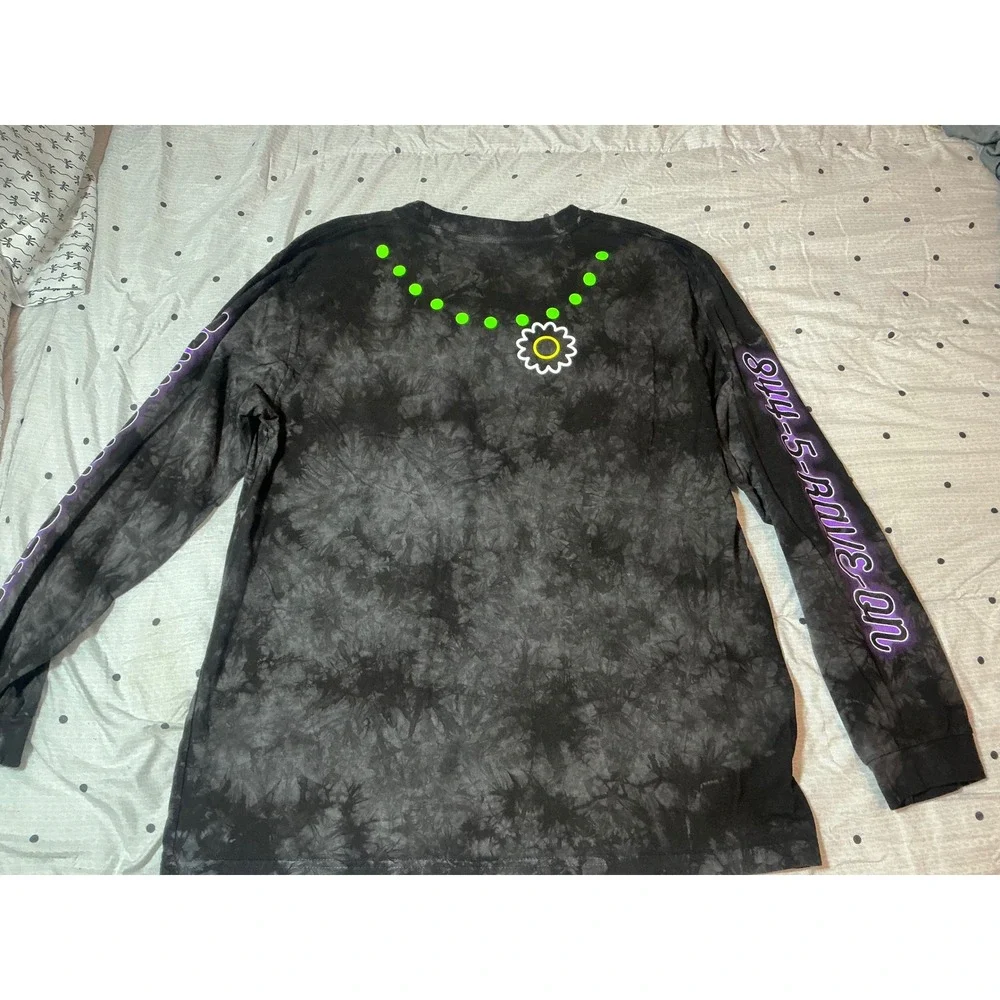 Insomniac Electric Mile Tie Dye Long Sleeve Shirt Mens XL Rave Smiley Face Black